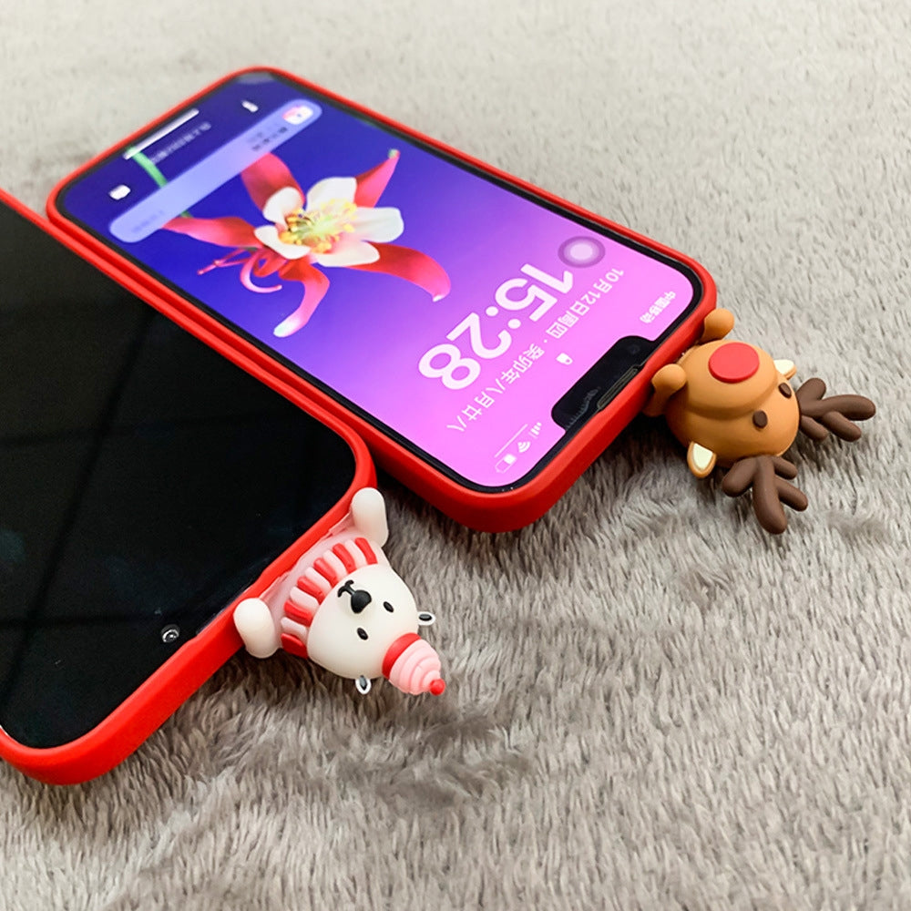 ELECTROPRIME For iPhone 15 Colored Drawing Deer Relief Doll Soft TPU Phone Case(Cute Elk)