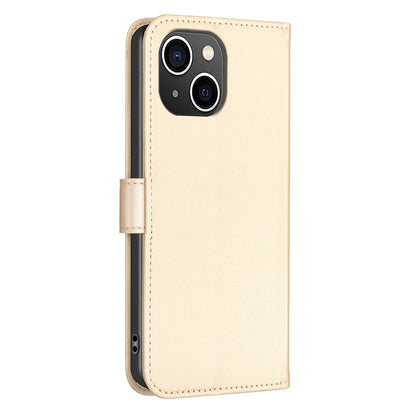 ELECTROPRIME For iPhone 15 Plus Four-leaf Embossed Leather Phone Case(Gold)