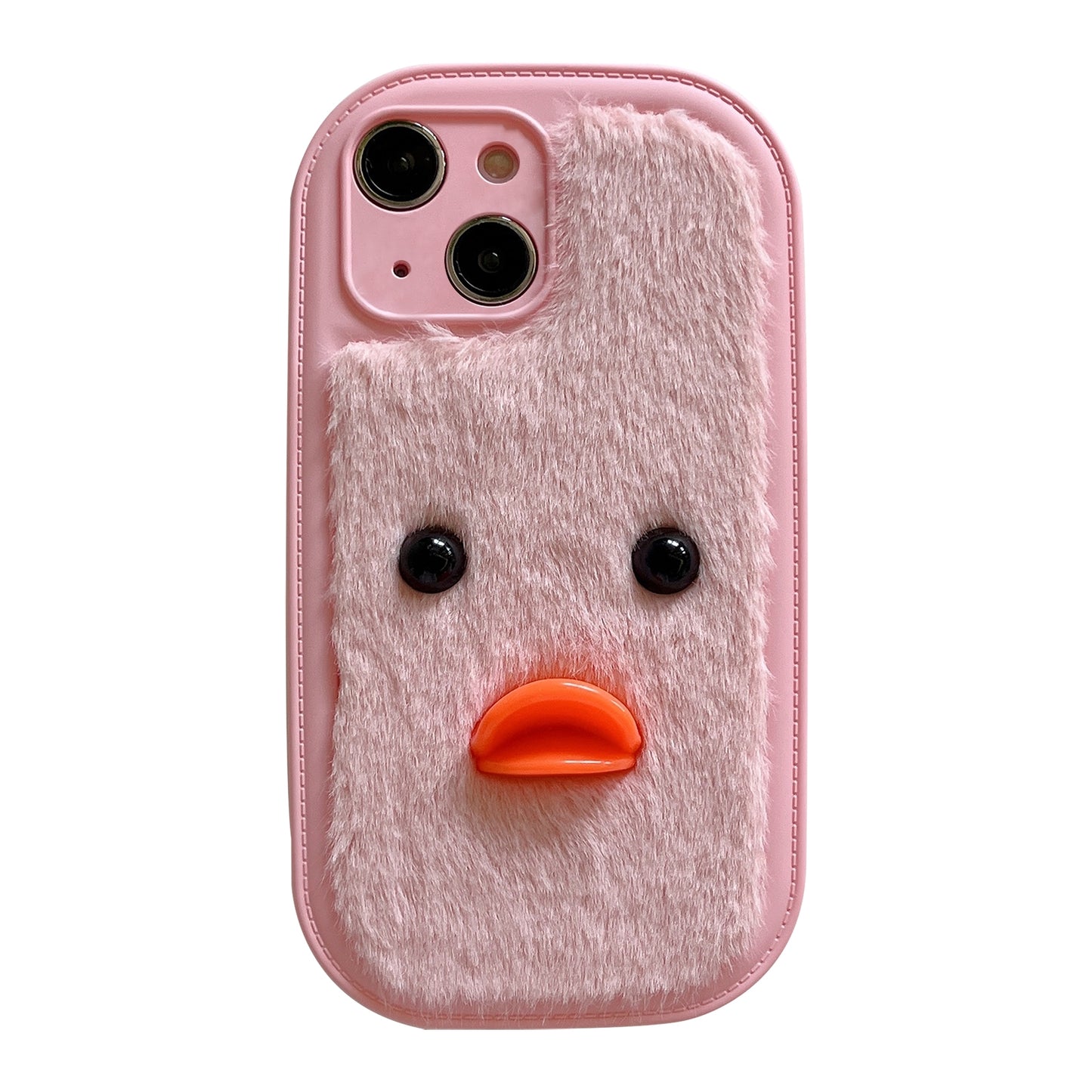 ELECTROPRIME For iPhone 15 Plush Black Eyes Duck TPU Phone Case(Pink)