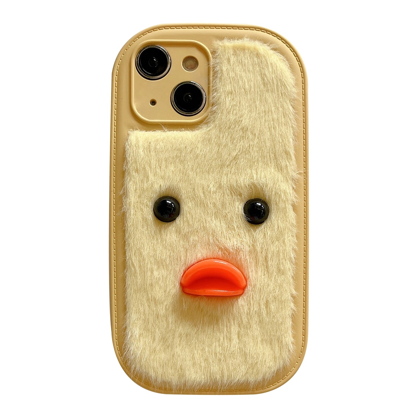 ELECTROPRIME For iPhone 15 Plush Black Eyes Duck TPU Phone Case(Yellow)