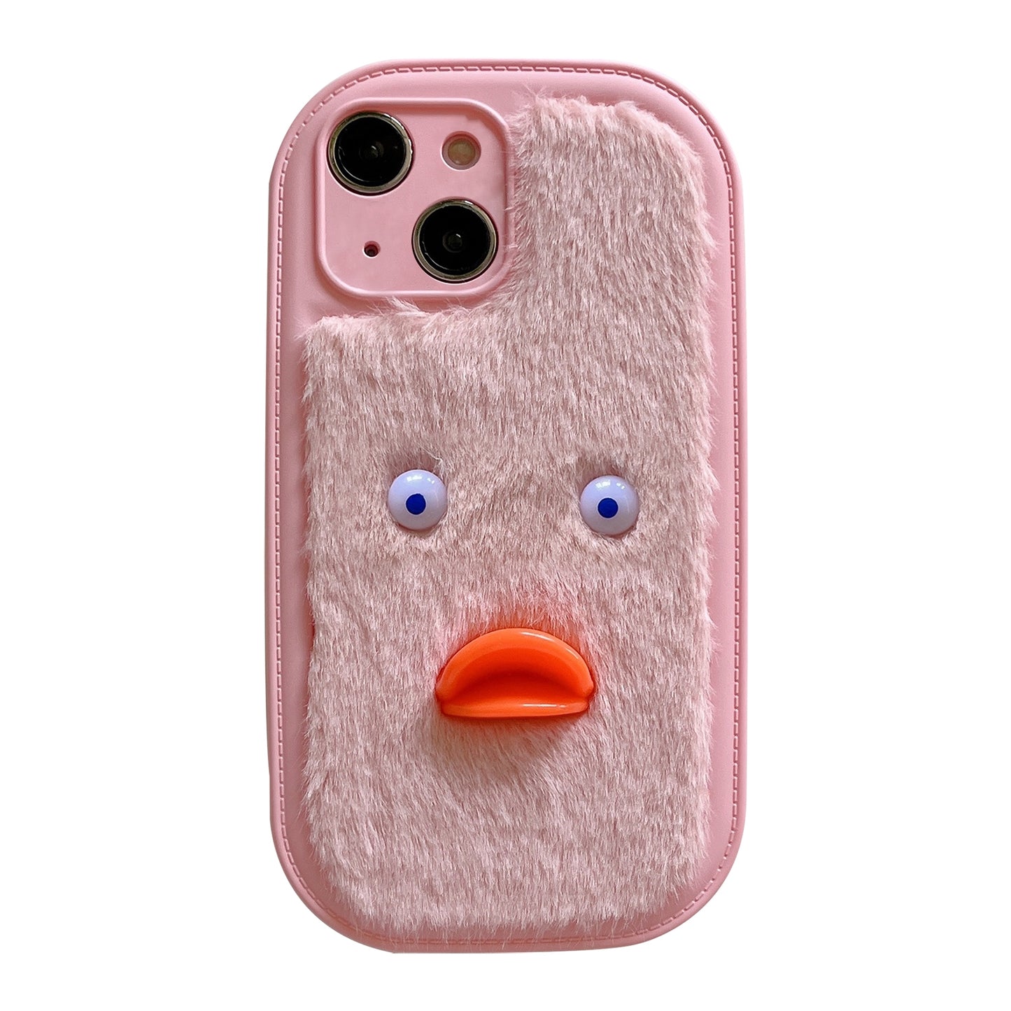 ELECTROPRIME For iPhone 15 Plush White Eyes Duck TPU Phone Case(Pink)