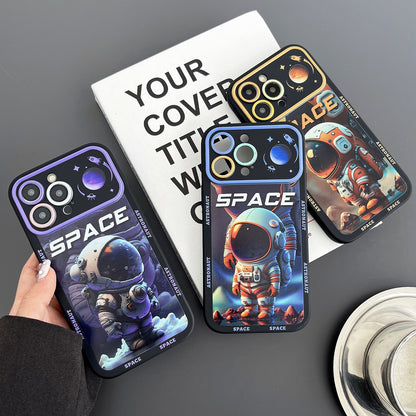 ELECTROPRIME For iPhone 15 Astronaut Pattern Large Window TPU Phone Case(Purple)