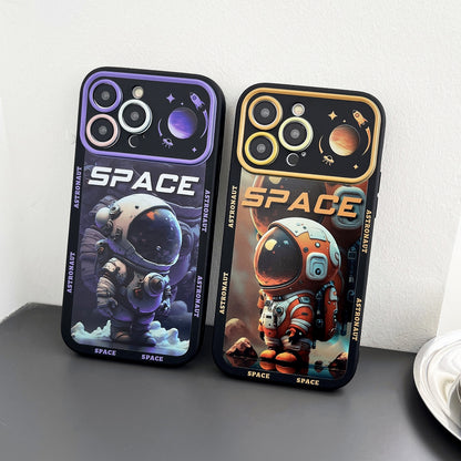 ELECTROPRIME For iPhone 15 Astronaut Pattern Large Window TPU Phone Case(Purple)