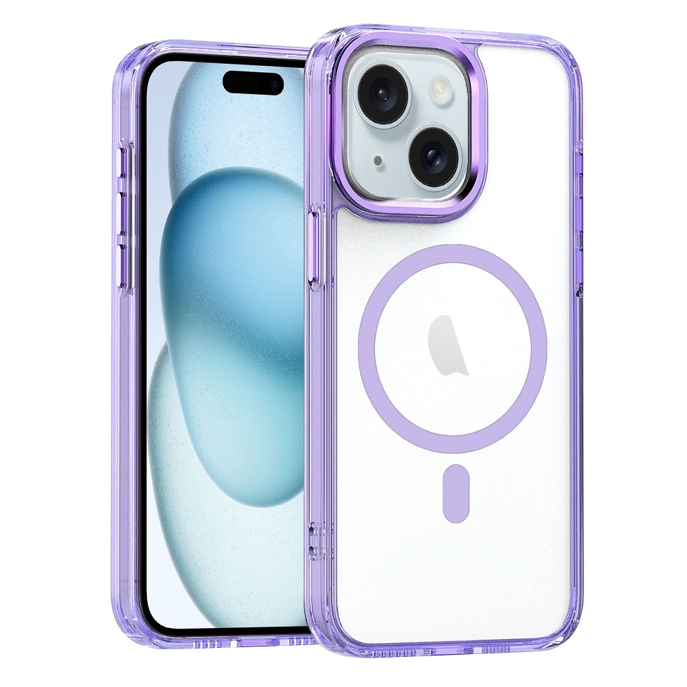 ELECTROPRIME For iPhone 15 Plus MagSafe Magnetic Clear Phone Case(Purple)
