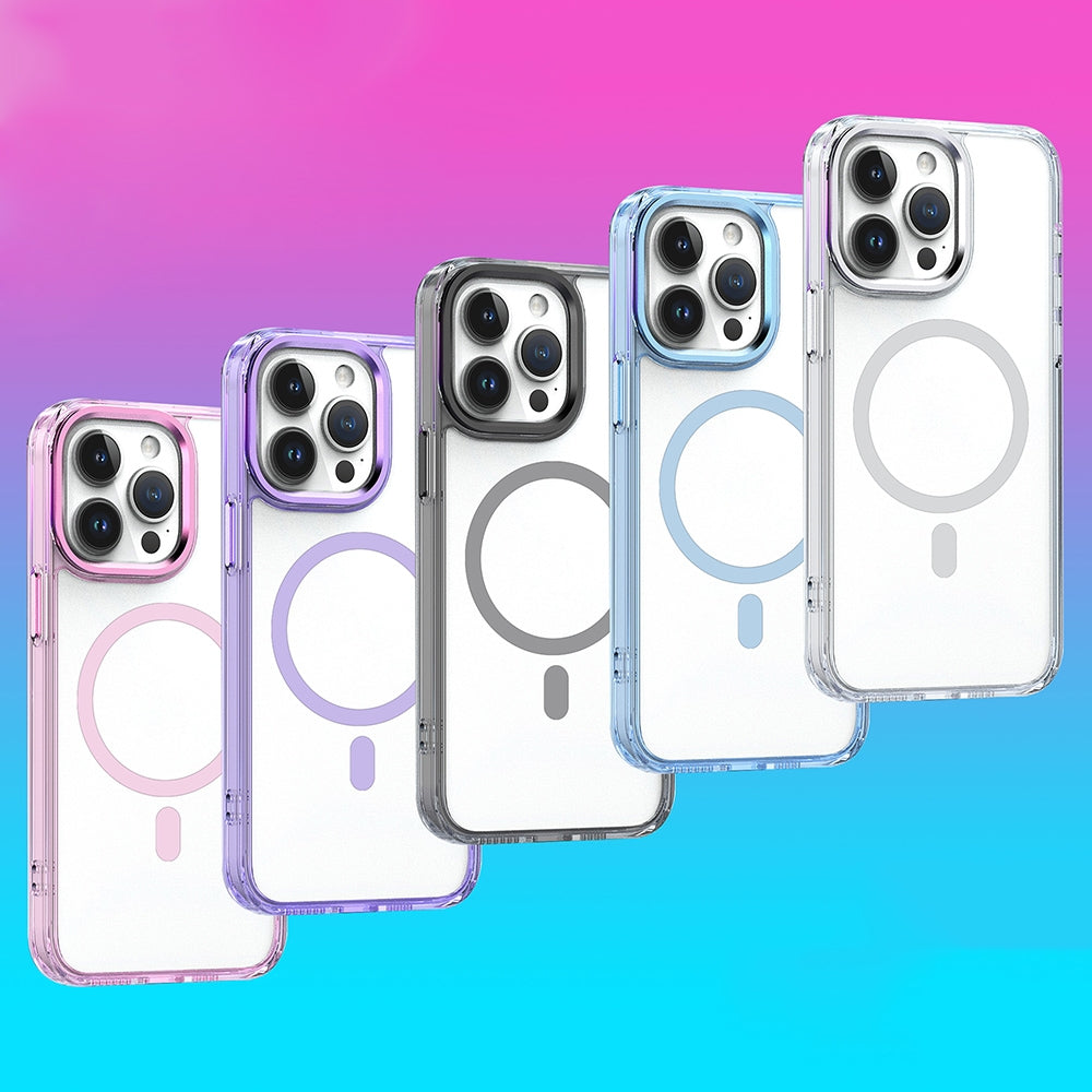 ELECTROPRIME For iPhone 15 Plus MagSafe Magnetic Clear Phone Case(Purple)