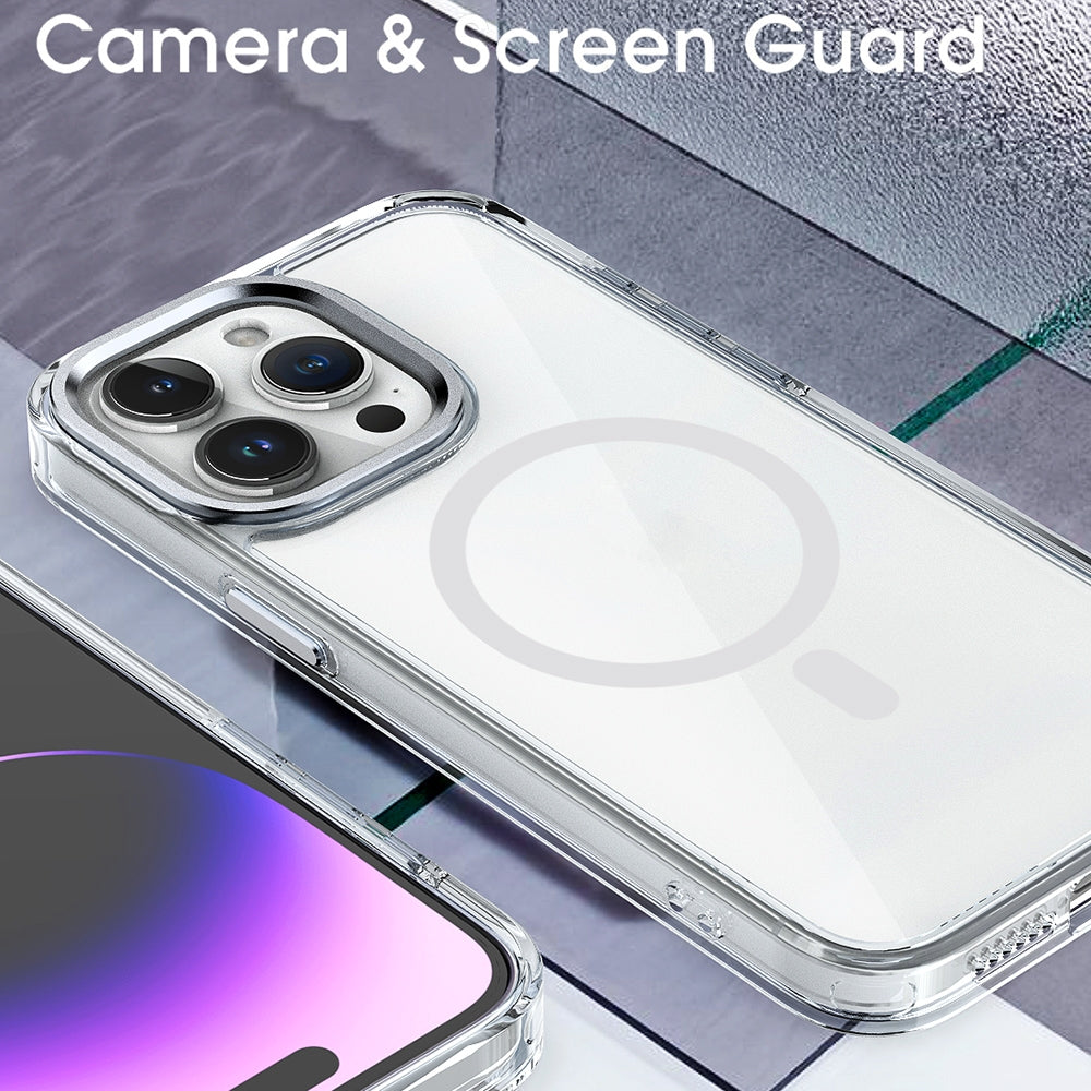 ELECTROPRIME For iPhone 15 Plus MagSafe Magnetic Clear Phone Case(Purple)