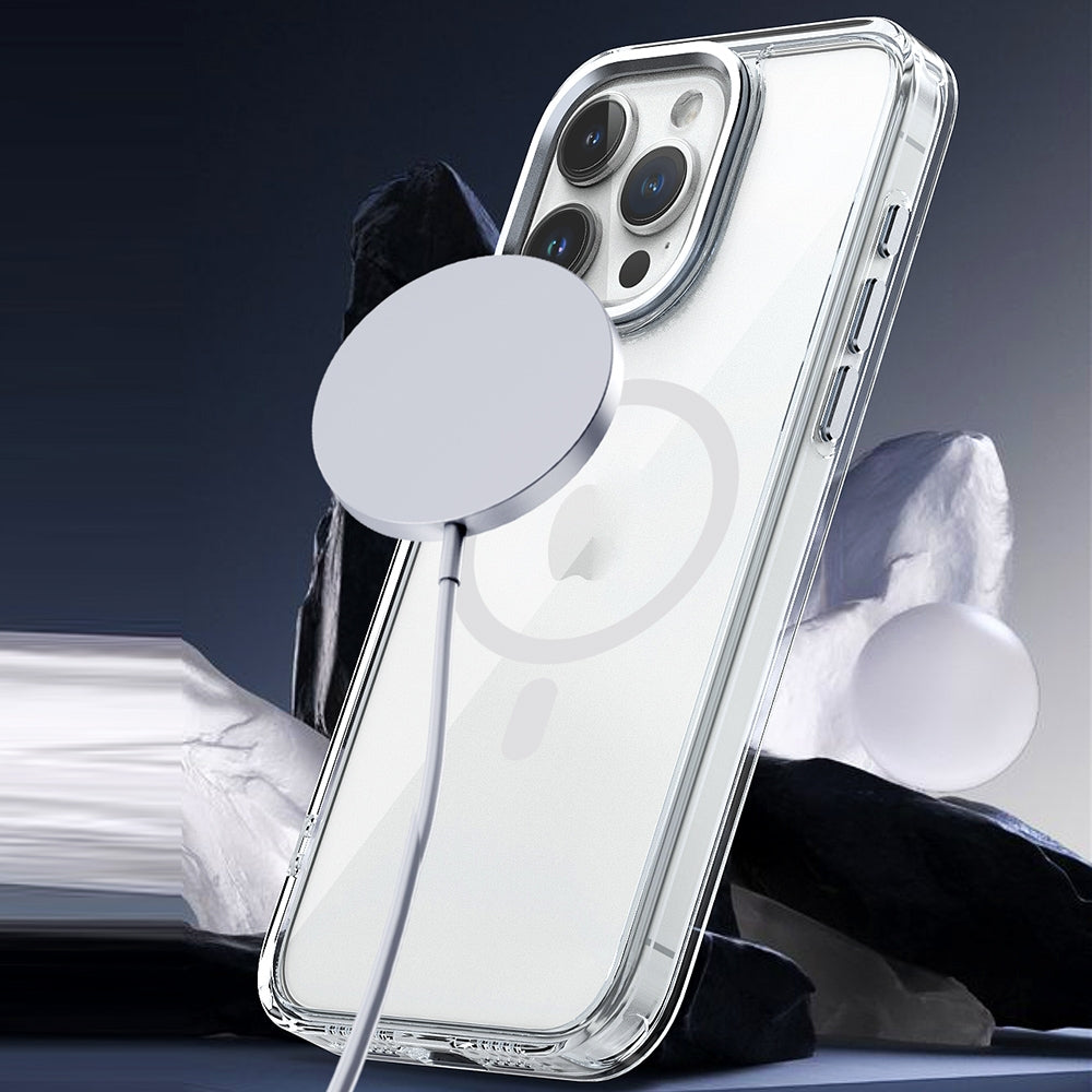 ELECTROPRIME For iPhone 15 Plus MagSafe Magnetic Clear Phone Case(Purple)