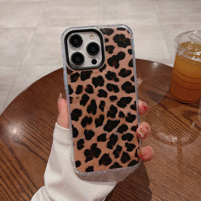 ELECTROPRIME For iPhone 15 Dual-sided IMD Leopard Print PC + TPU Phone Case