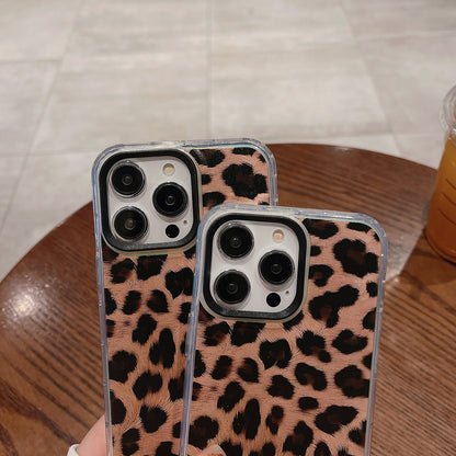 ELECTROPRIME For iPhone 15 Dual-sided IMD Leopard Print PC + TPU Phone Case