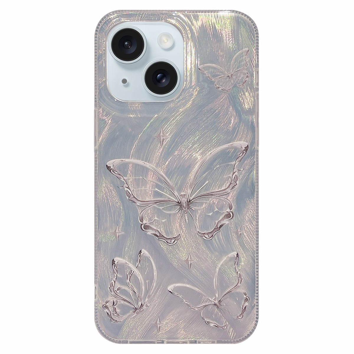 ELECTROPRIME For iPhone 15 Plus Dual-sided Silver-printed IMD PC + TPU Phone Case