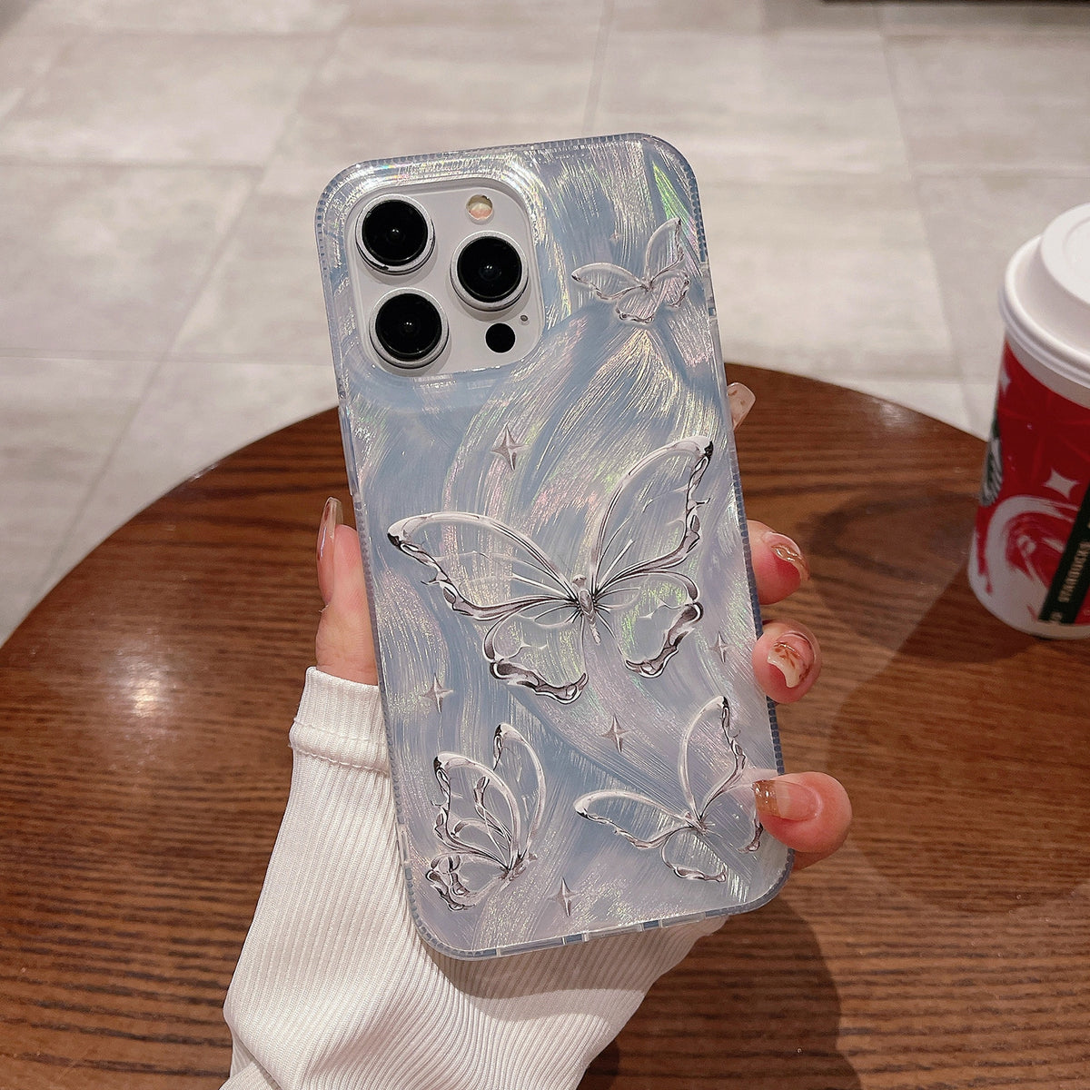 ELECTROPRIME For iPhone 15 Plus Dual-sided Silver-printed IMD PC + TPU Phone Case