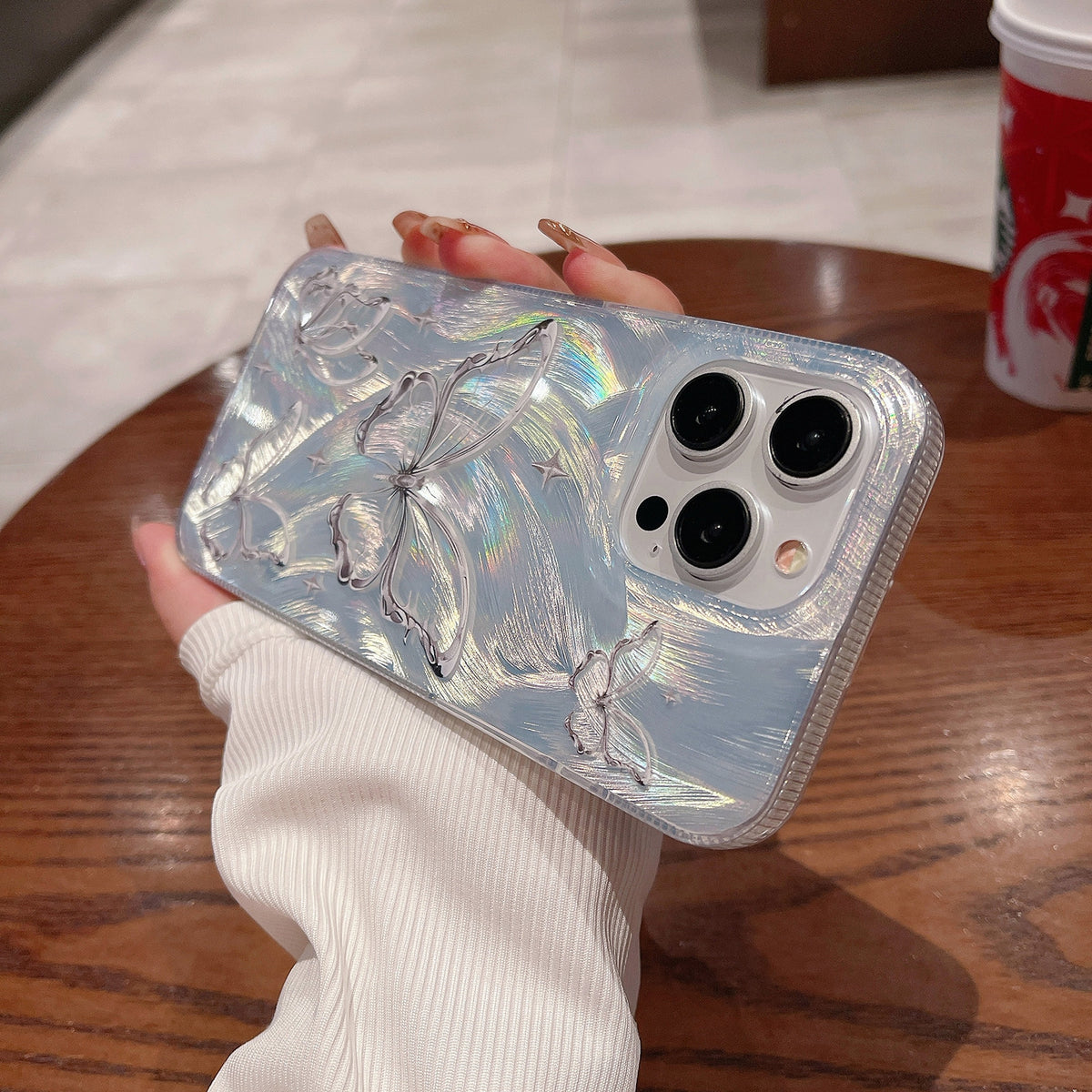 ELECTROPRIME For iPhone 15 Plus Dual-sided Silver-printed IMD PC + TPU Phone Case