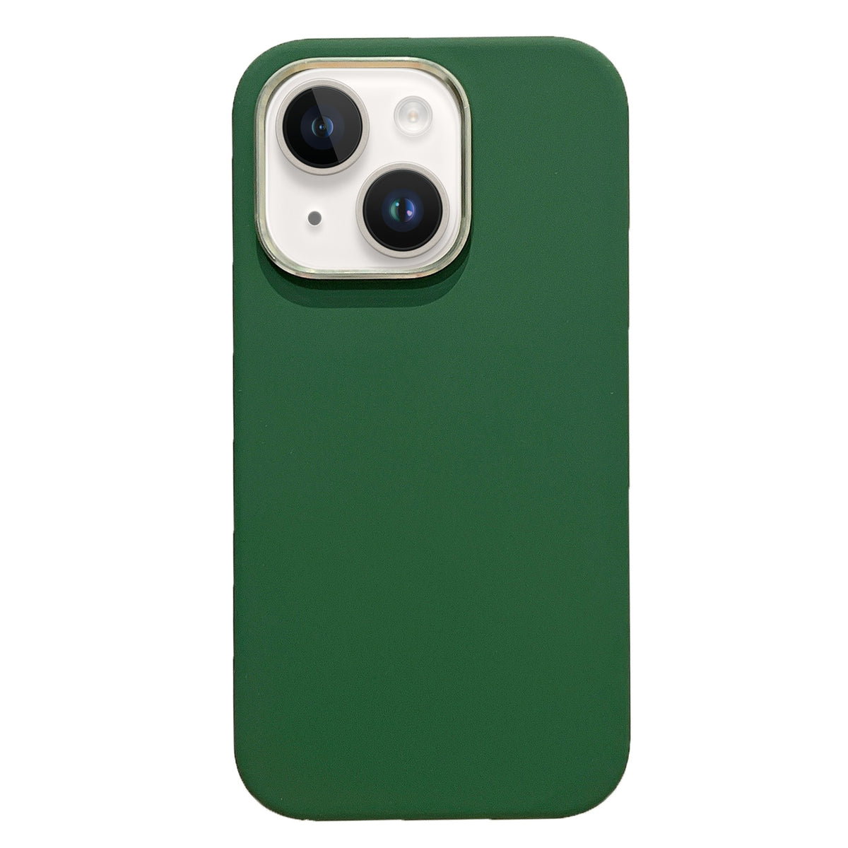 ELECTROPRIME For iPhone 15 Electroplated Metal Lens Frame Design MagSafe Silicone Phone Case(Dark Green)