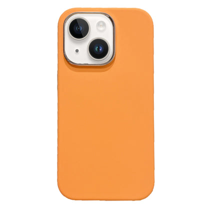 ELECTROPRIME For iPhone 15 Electroplated Metal Lens Frame Design MagSafe Silicone Phone Case(Orange)
