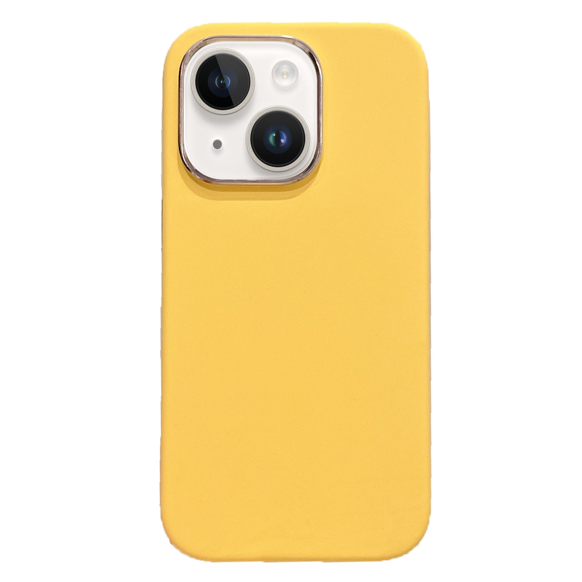 ELECTROPRIME For iPhone 15 Electroplated Metal Lens Frame Design MagSafe Silicone Phone Case(Yellow)