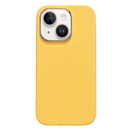 ELECTROPRIME For iPhone 15 Electroplated Metal Lens Frame Design MagSafe Silicone Phone Case(Yellow)