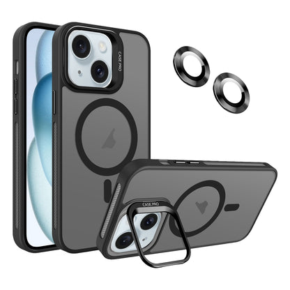 ELECTROPRIME For iPhone 15 Plus Invisible Lens Holder MagSafe Phone Case(Black)
