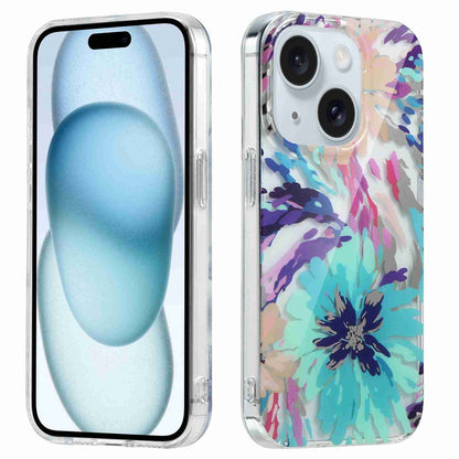 ELECTROPRIME For iPhone 15 Plus Electroplated Symphony Phone Case(Watercolor Flower)