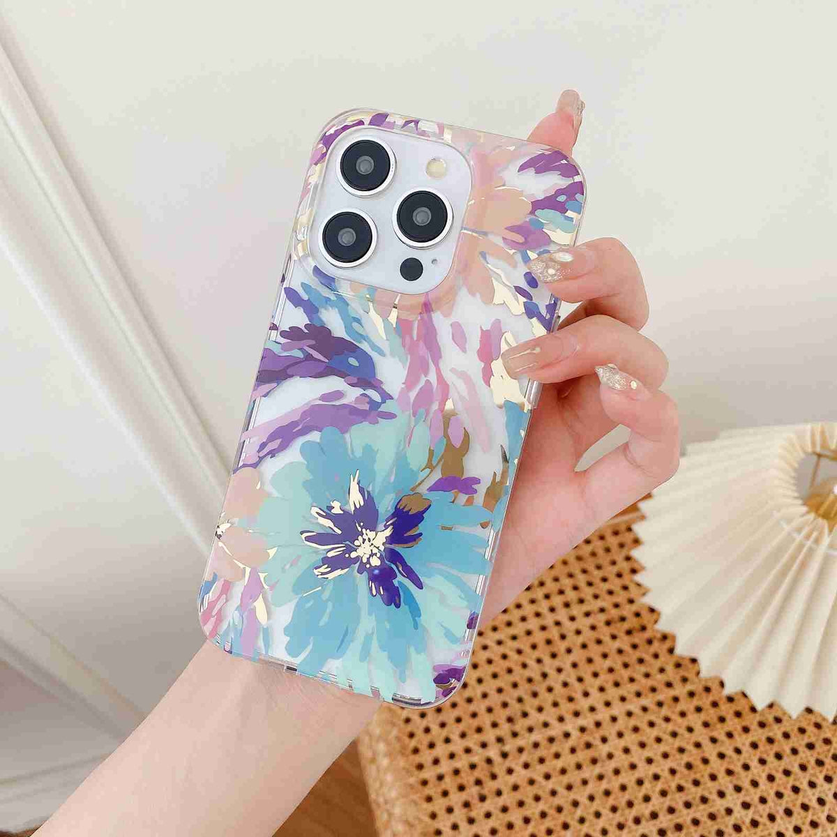ELECTROPRIME For iPhone 15 Plus Electroplated Symphony Phone Case(Watercolor Flower)