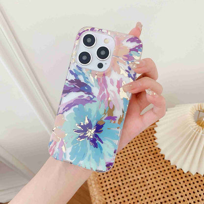 ELECTROPRIME For iPhone 15 Plus Electroplated Symphony Phone Case(Watercolor Flower)