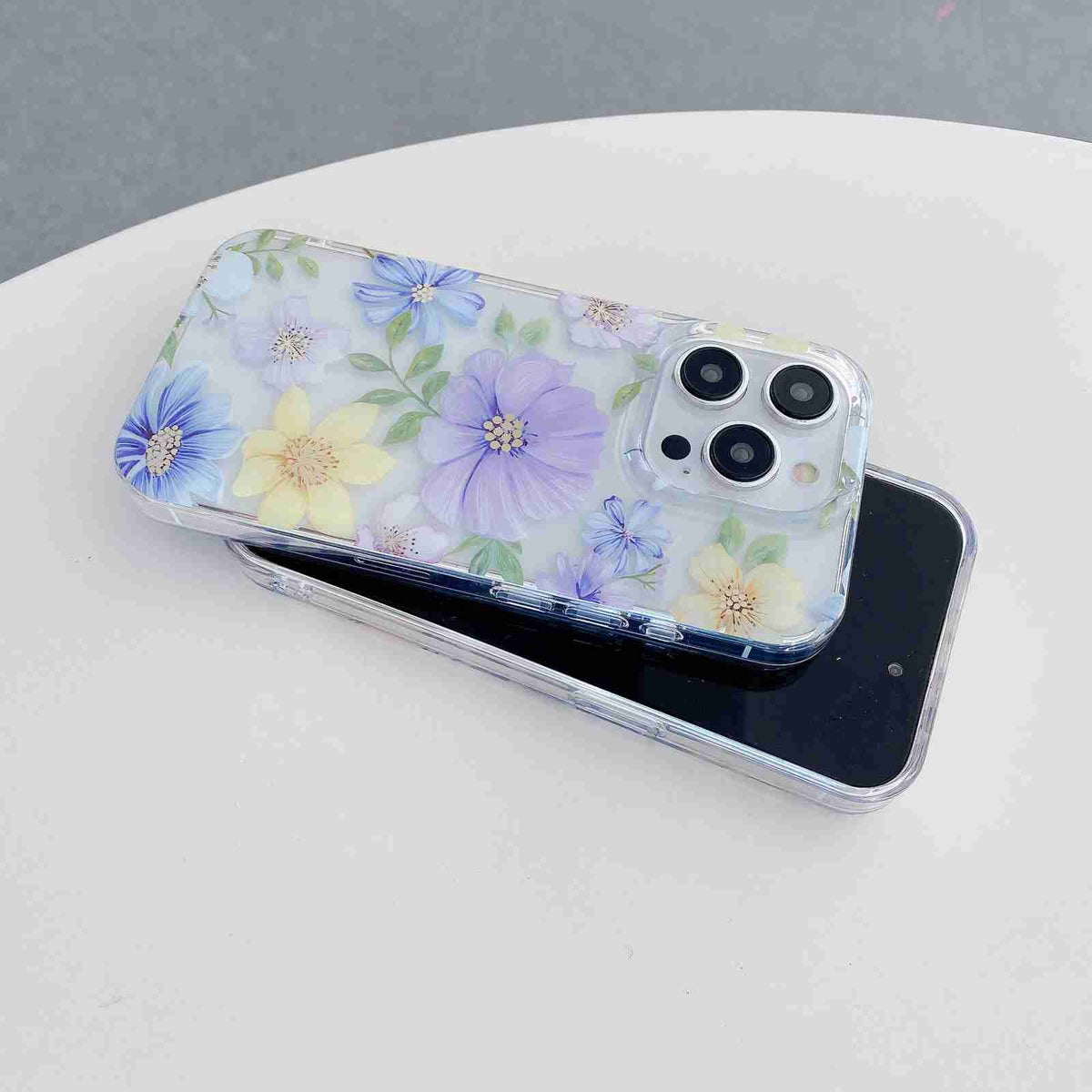 ELECTROPRIME For iPhone 15 Plus Electroplated Symphony Phone Case(Watercolor Flower)