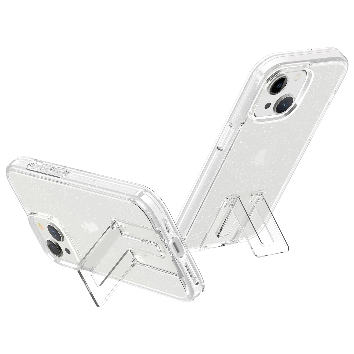 ELECTROPRIME For iPhone 15 Shockproof Terminator Phone Case with Holder(Glitter White)
