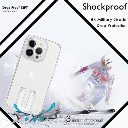 ELECTROPRIME For iPhone 15 Shockproof Terminator Phone Case with Holder(Glitter White)