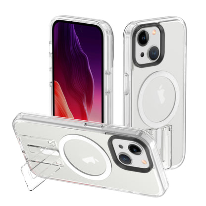 ELECTROPRIME For iPhone 15 Shockproof Terminator MagSafe Phone Case with Holder(Transparent)