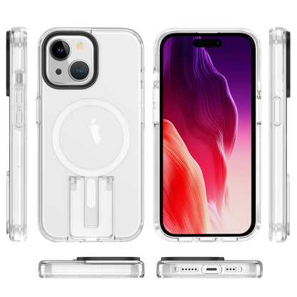 ELECTROPRIME For iPhone 15 Shockproof Terminator MagSafe Phone Case with Holder(Transparent)
