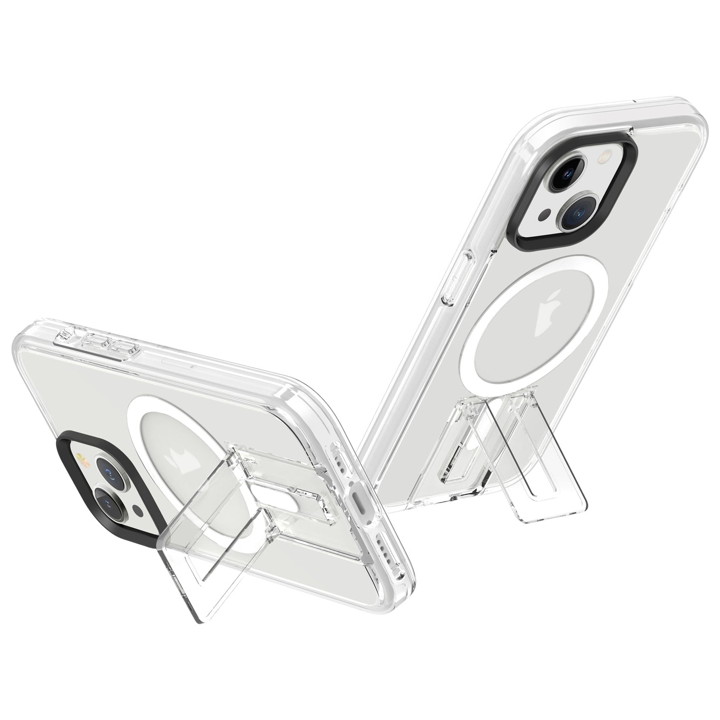 ELECTROPRIME For iPhone 15 Shockproof Terminator MagSafe Phone Case with Holder(Transparent)