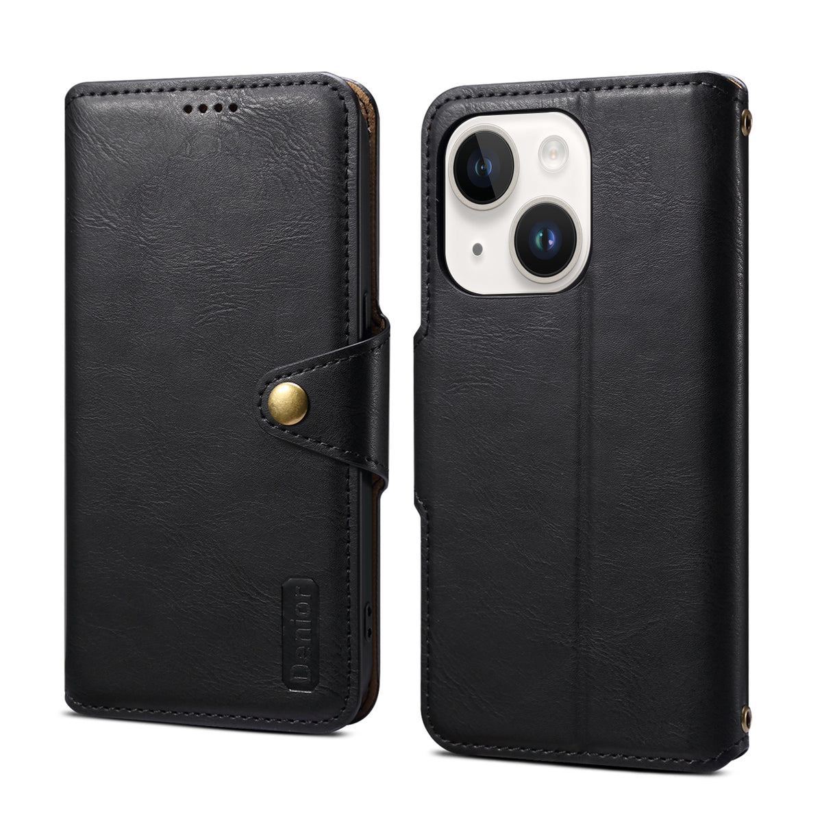 ELECTROPRIME For iPhone 15 Plus Denior Cowhide Texture Wallet Style Leather Phone Case(Black)