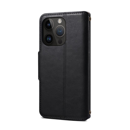 ELECTROPRIME For iPhone 15 Plus Denior Cowhide Texture Wallet Style Leather Phone Case(Black)