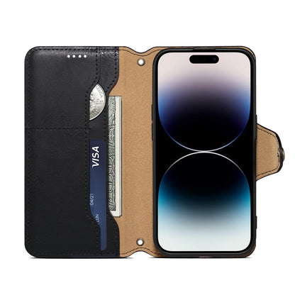 ELECTROPRIME For iPhone 15 Plus Denior Cowhide Texture Wallet Style Leather Phone Case(Black)