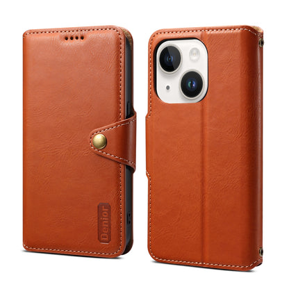 ELECTROPRIME For iPhone 15 Denior Cowhide Texture Wallet Style Leather Phone Case(Brown)