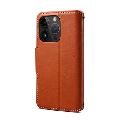ELECTROPRIME For iPhone 15 Denior Cowhide Texture Wallet Style Leather Phone Case(Brown)