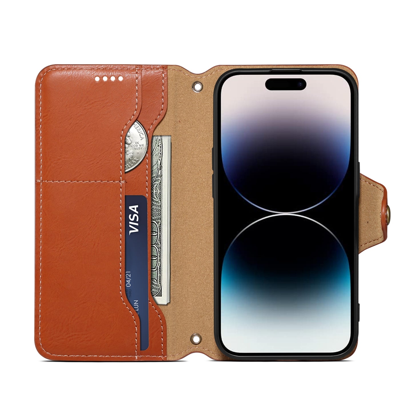 ELECTROPRIME For iPhone 15 Denior Cowhide Texture Wallet Style Leather Phone Case(Brown)