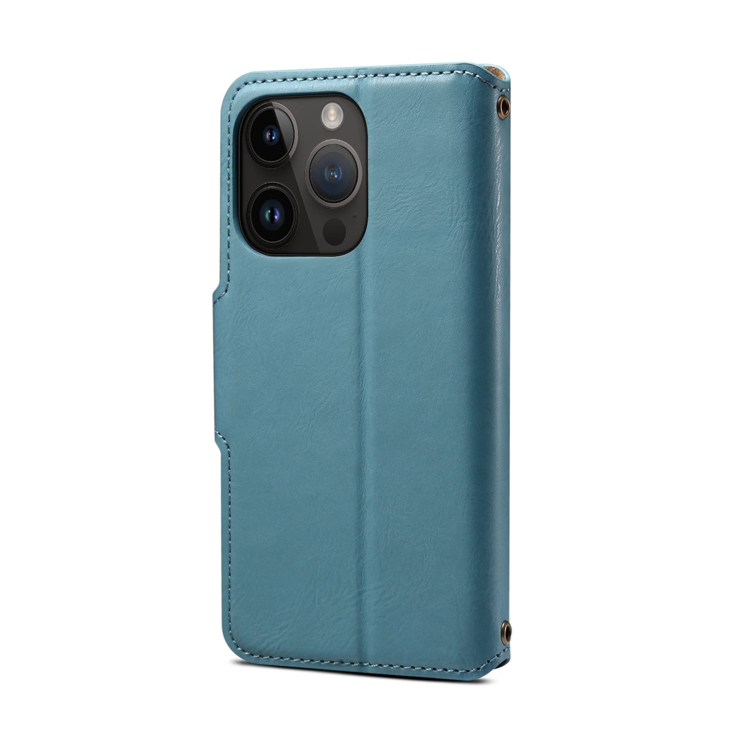 ELECTROPRIME For iPhone 15 Denior Cowhide Texture Wallet Style Leather Phone Case(Blue)
