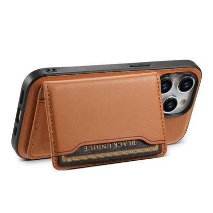 ELECTROPRIME For iPhone 15 Plus Denior Cowhide Texture Leather MagSafe Detachable Wallet Phone Case(Khaki)