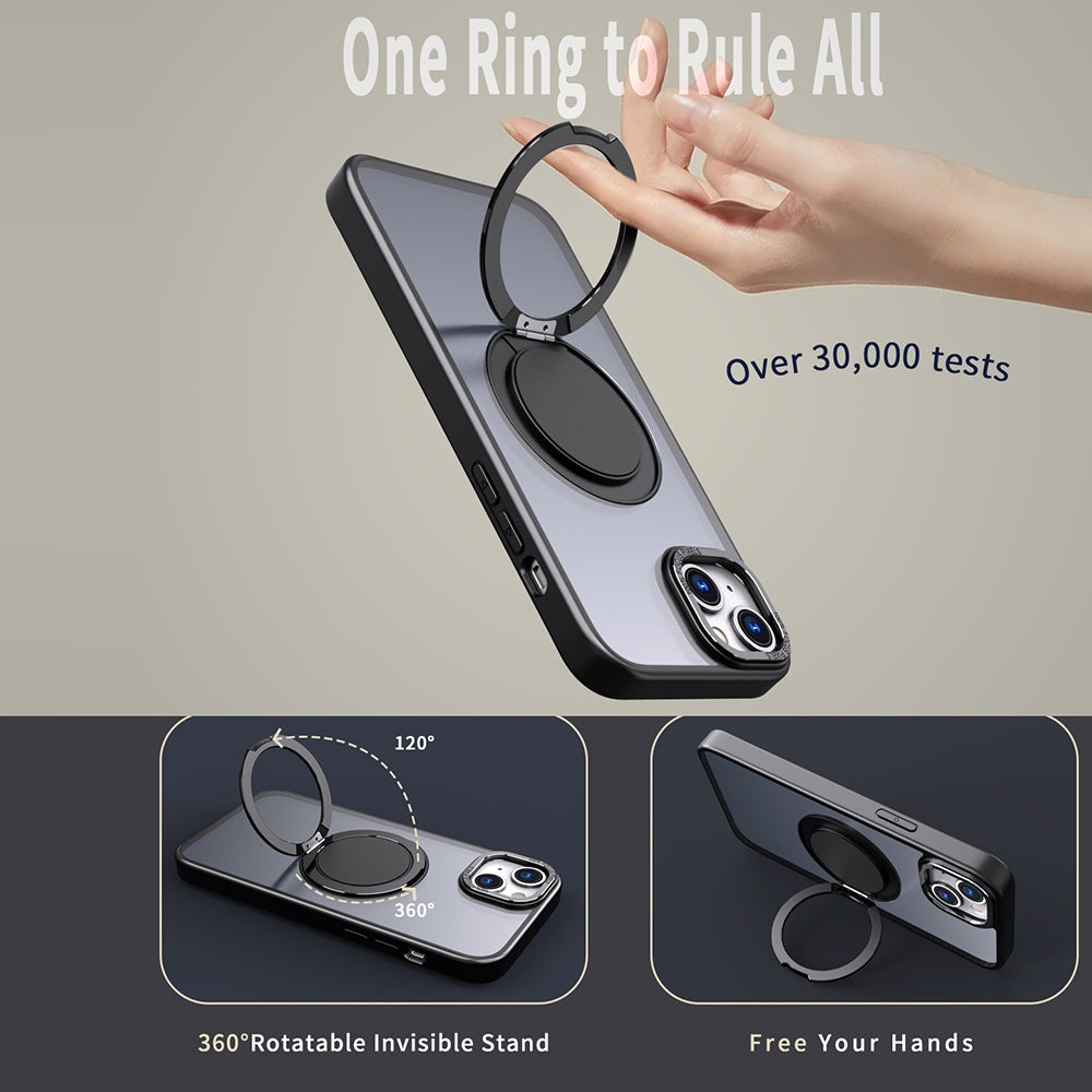 ELECTROPRIME For iPhone 15 Plus 360-degree Rotating MagSafe Magnetic Holder Phone Case(Black)