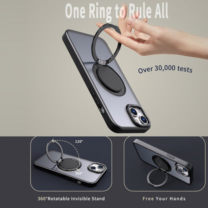 ELECTROPRIME For iPhone 15 Plus 360-degree Rotating MagSafe Magnetic Holder Phone Case(Black)
