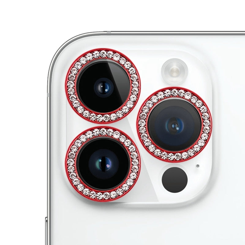 ELECTROPRIME For iPhone 15 Pro Max / 15 Pro 9H Point Drill Camera Lens Protector Ring(Red)