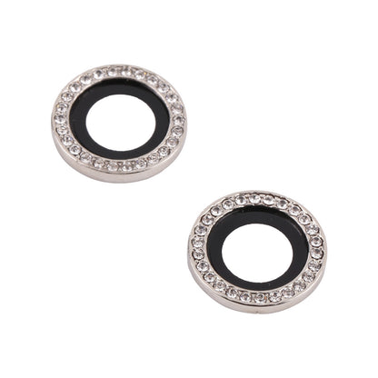 ELECTROPRIME For iPhone 15 / 15 Plus 9H Point Drill Camera Lens Protector Ring(Silver)