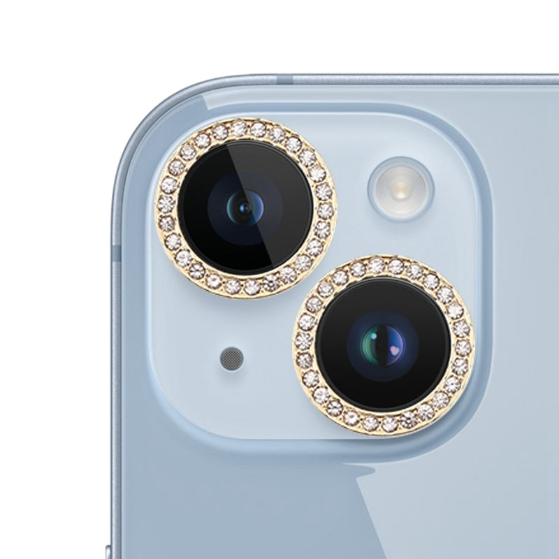 ELECTROPRIME For iPhone 15 / 15 Plus 9H Point Drill Camera Lens Protector Ring(Gold)