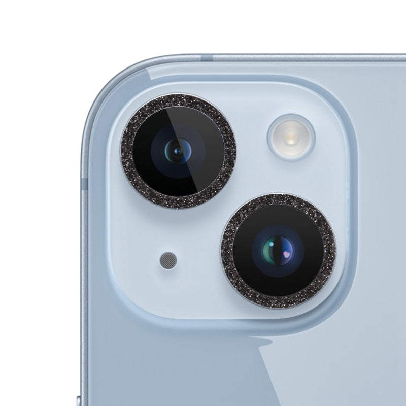 ELECTROPRIME For iPhone 15 / 15 Plus Glitter Ring Tempered Glass Camera Lens Film(Black)