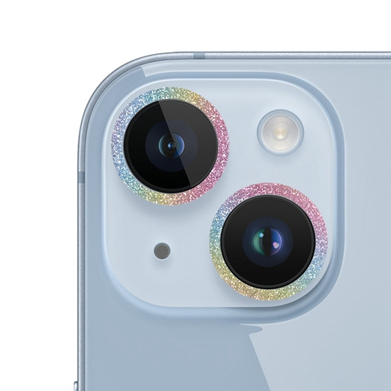 ELECTROPRIME For iPhone 15 / 15 Plus Glitter Ring Tempered Glass Camera Lens Film(Colorful)