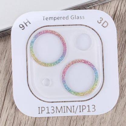 ELECTROPRIME For iPhone 15 / 15 Plus Glitter Ring Tempered Glass Camera Lens Film(Colorful)