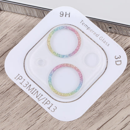 ELECTROPRIME For iPhone 15 / 15 Plus Glitter Ring Tempered Glass Camera Lens Film(Colorful)
