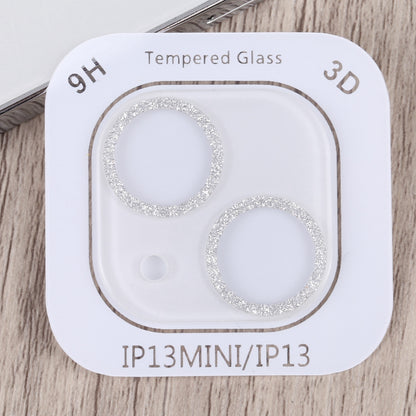ELECTROPRIME For iPhone 15 / 15 Plus Glitter Ring Tempered Glass Camera Lens Film(Silver)