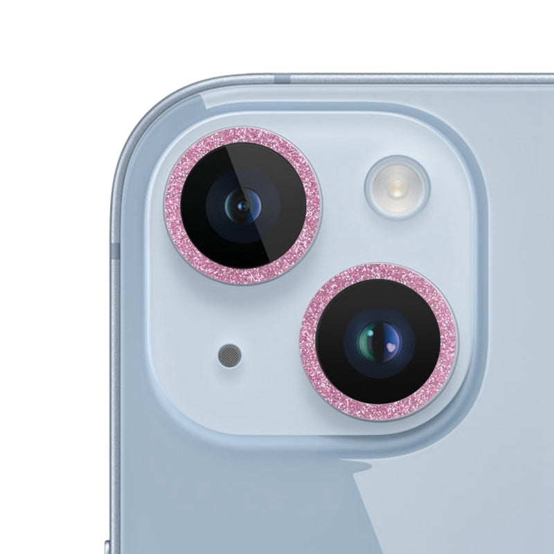 ELECTROPRIME For iPhone 15 / 15 Plus Glitter Ring Tempered Glass Camera Lens Film(Pink)