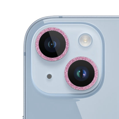 ELECTROPRIME For iPhone 15 / 15 Plus Glitter Ring Tempered Glass Camera Lens Film(Pink)